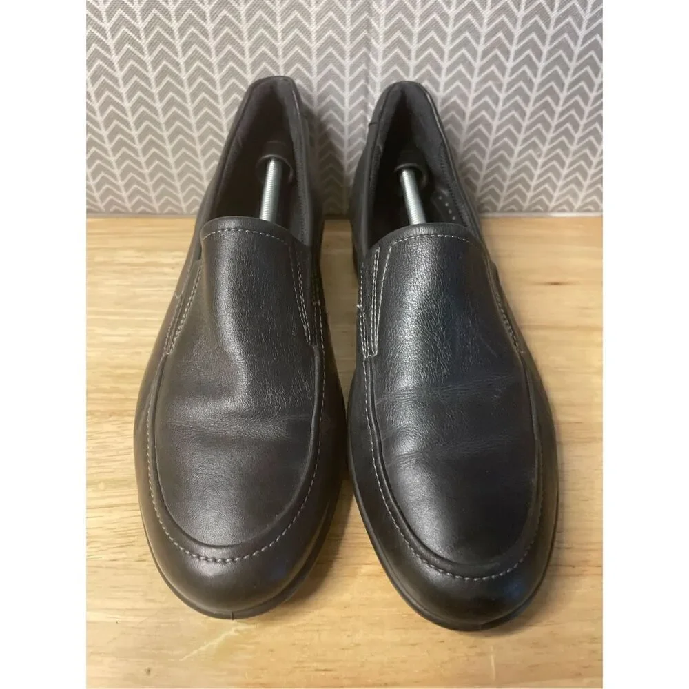 ✅Ecco Black Loafers slip on leather